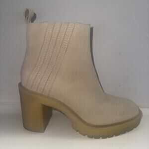 Dolce Vita Suede Celia Ankle Boot Women's Size 9 Beige Tan Y2K Chunky Lug Sole